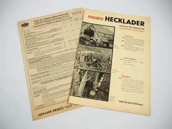 Printz HL 80 100 S 120 Hecklader vollhydraulisch Prospekt 1958 Kettwig