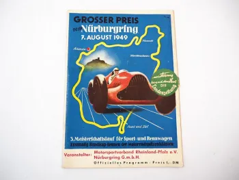 Programmheft Grosser Preis vom Nürburgring Autorennen Sportwagen 1949