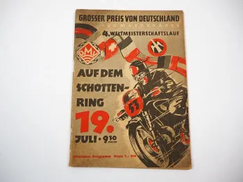 Programmheft Grosser Preis von Deutschland Schottenring Motorrad 1953