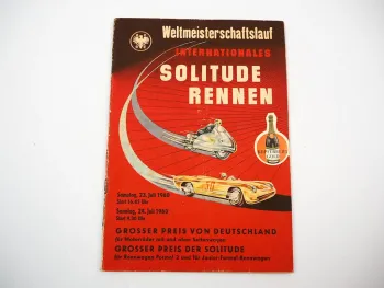 Programmheft Int. Solitude Rennen Motorrad Rennwagen Formel 2 1960 Stuttgart