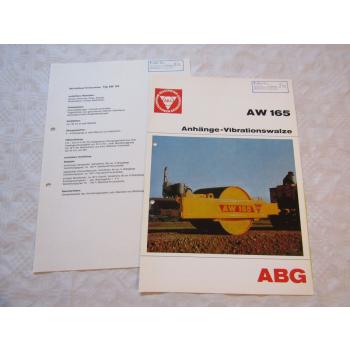 Prospekt ABG AW 165 Anhänge Vibrationswalze 1971 Datenblatt