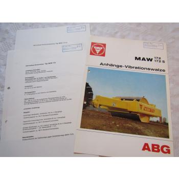 Prospekt ABG MAW 172 S Anhänge Vibrationswalze 1972 Datenblatt