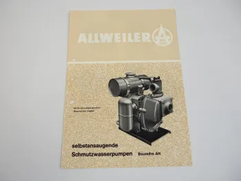 Prospekt Allweiler AH Schmutzwasserpumpen 1970 Jahre