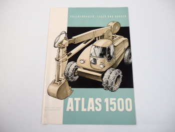Prospekt Atlas 1500 Vollhydraulik Bagger und Lader 1956
