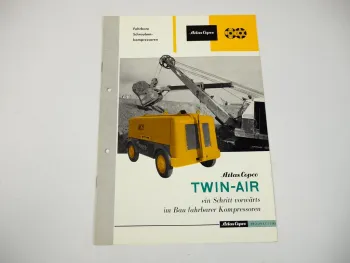 Prospekt Atlas Copco PR7 PR8 Fahrbarer Schrauben-Kompressor Twin-Air ca. 1960