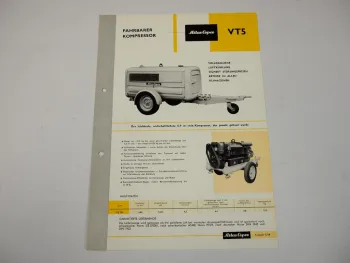 Prospekt Atlas Copco VT5 Fahrbarer Kompressor mit Deutz-Diesel ca. 1960