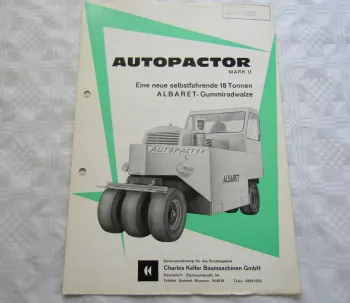Prospekt Autopactor Mark II selbstfahrende ALBARET-Gummiradwalze 1960er Jahre