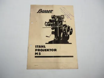 Prospekt Bauer Stahl Projektor M5 Film Kino Theater Maschine Apparat ca. 1930