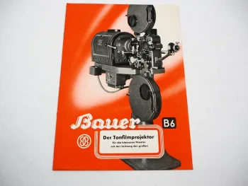 Prospekt Bauer Tonfilm Projektor B6 Film Kino Theater Maschine Apparat 1939