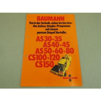 Prospekt Baumann Stapler Programm AS 30 35 40 45 50 60 80 CS100 120 150 von 1982