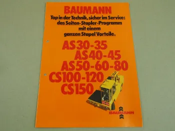Prospekt Baumann Stapler Programm AS 30 35 40 45 50 60 80 CS100 120 150 von 1982