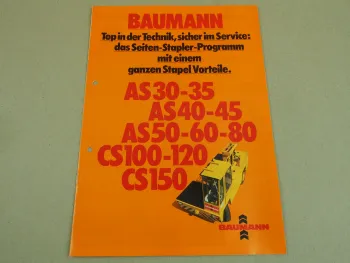 Prospekt Baumann Stapler Programm AS 30 35 40 45 50 60 80 CS100 120 150 von 1985