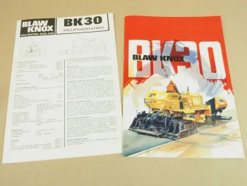 Prospekt Blaw Knox Limited BK30 Straßenfertiger 1976 + Technische Daten