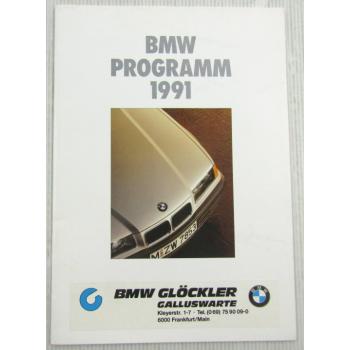 Prospekt BMW Programm 1991 3er 5er 7er Reihe 750 I IL 850i M Modelle Z1 K1