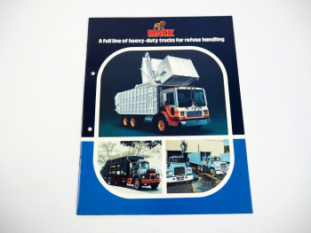 Prospekt Brochure Mack MR R DM RD Dumper Trucks Engines Product Range 1980