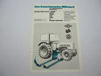 Prospekt Busatis Zwischenachs Mähwerk an Schlepper Schlüter Fendt Eicher 1982