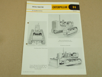 Prospekt CAT Caterpillar D6 Serie B Dieseltractor 93 PS von 1962