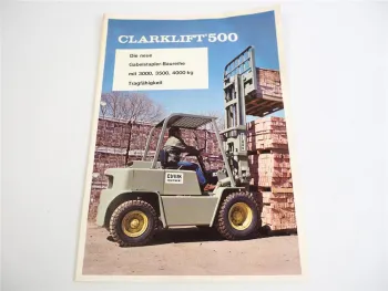 Prospekt Clark 500 Gabelstapler 3.0 3.5 4.0t Clarklift C500 Baureihe 1970 er J.