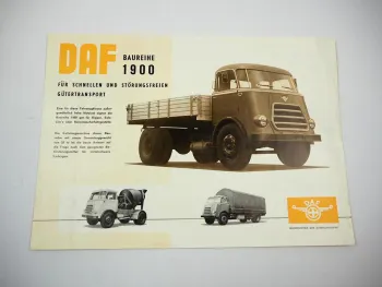 Prospekt DAF Baureihe 1900 LKW Kipper Betonmischer 150 PS mit technischen Daten