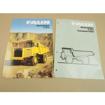 Prospekt Datenblatt technische Daten FAUN K35.5 Muldenkipper 1983/84