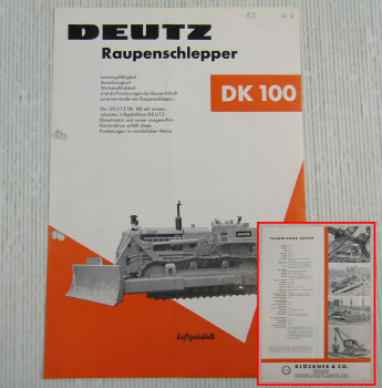 Prospekt Deutz DK100 Raupenschlepper Klöckner Baumaschinen Duisburg 3/1961