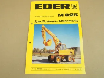 Prospekt Eder M825 Wheeled Hydraulic Excavator Specifications - Attachments 80s