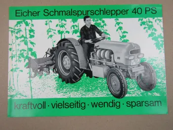 Prospekt Eicher ES 400 mit 40 PS Schmalspurschlepper 1967