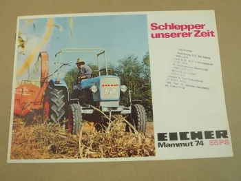 Prospekt Eicher Mammut 74 mit 55 PS Schlepper 1973