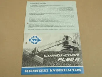 Prospekt EWK Kaiserslautern combi-craft PL60R Teleskopbagger 70er Jahre