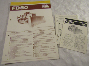 Prospekt Fiat-Allis Fiatallis FD 50 Raupe Dozer 579 PS 1986 und Datenblätter