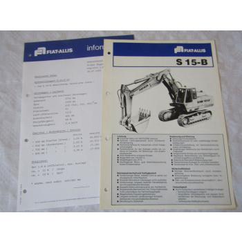 Prospekt Fiat Allis S15-B Bagger und Information mit technischen Daten 1980er