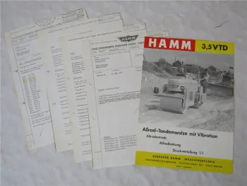 Prospekt Hamm 3,5 VTD Allrad Tandemwalze mit Vibration + Preisangaben 70er Jahre