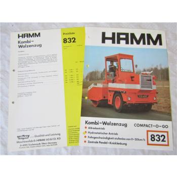 Prospekt Hamm Compact-O-Go 832 Kombi-Walzenzug und Preisliste ab 1/1977