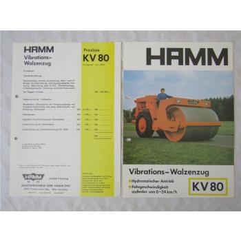 Prospekt Hamm KV 80 Vibrations-Walzenzug 1974 + Preisliste ab 2/1975