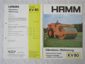 Prospekt Hamm KV 80 Vibrations-Walzenzug 1974 + Preisliste ab 2/1975