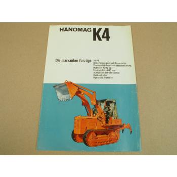 Prospekt Hanomag K4 K4L Planierraupe mit 34 PS 3-Zylinder Motor 3/1965
