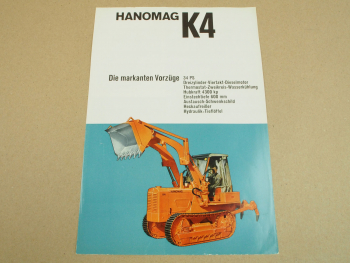 Prospekt Hanomag K4 L Planierraupe mit 34 PS 3-Zylinder Motor 1965