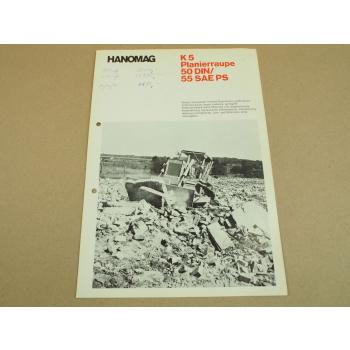 Prospekt Hanomag K5 Planierraupe mit 50 PS 4-Zylinder D142K Motor 2/1969