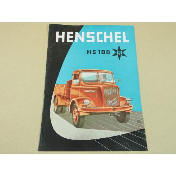 Prospekt Henschel & Sohn Kassel HS100 Lastwagen von 1957