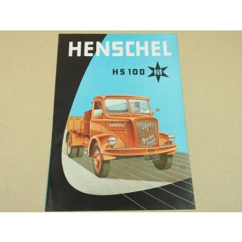 Prospekt Henschel & Sohn Kassel HS100 Lastwagen von 9/1957