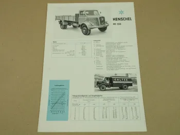 Prospekt Henschel & Sohn Kassel HS100 K AK Lastwagen von 3/1959