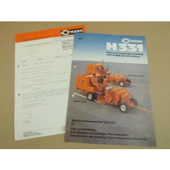 Prospekt Hofmann H331 Straßenmarkiermaschine 2/1983 und Anschreiben BAUMA