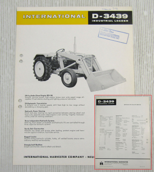 Prospekt IHC International D-3439 Industrial Loader ca 1963 with specifications