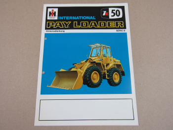 Prospekt IHC International Harvester 50 Serie B PayLoader Hinterradlenkung 70er
