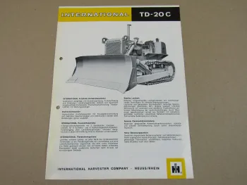 Prospekt IHC International Harvester TD-20C Planierraupe 8 Zyl. Motor 1964
