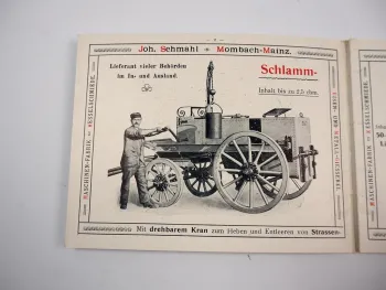 Prospekt Joh. Schmahl Mombach Mainz ca 1910 Kanal Strassen Reinigung Kranwagen