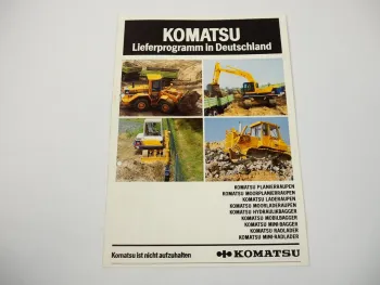 Prospekt Komatsu Raupen Bagger Radlader Lieferprogramm Deutschland 1985