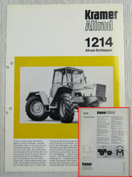 Prospekt Kramer Allrad 1214 Allrad Schlepper 1971 Broschüre mit technischen Date