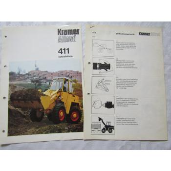 Prospekt Kramer Allrad 411 Schaufellader von 1973 und Verkaufsargumente