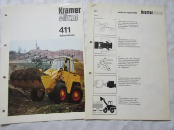 Prospekt Kramer Allrad 411 Schaufellader von 1973 und Verkaufsargumente